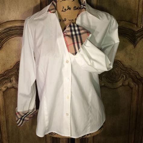 burberry white woman shirt medium|burberry white long sleeve shirt.